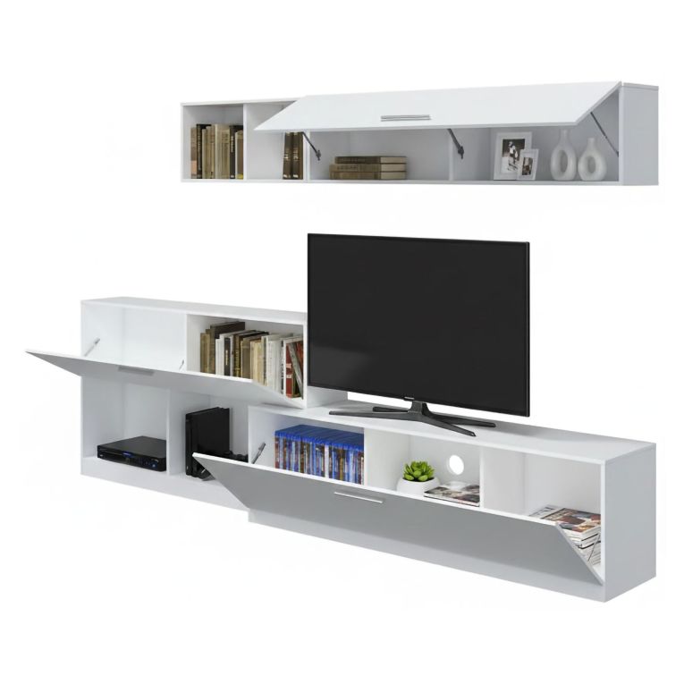 Mobile salotto 6 ripiani 260cm bianco - Vobarno