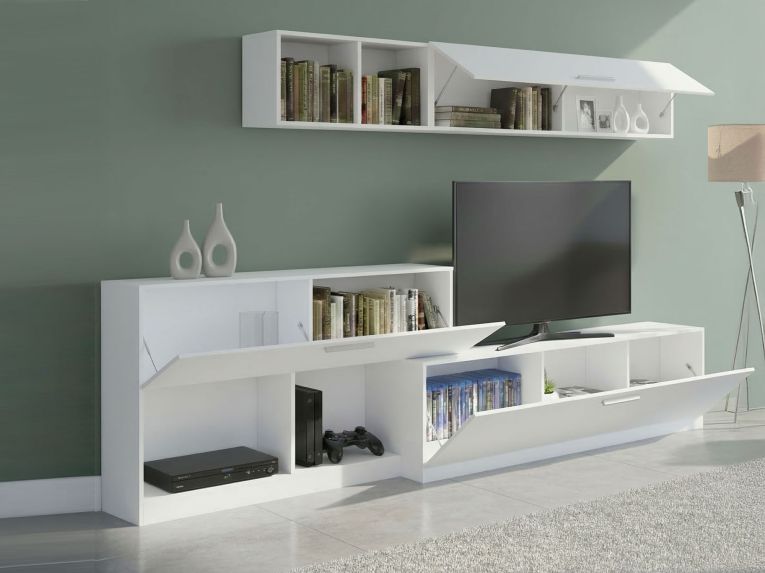 Mobile salotto 6 ripiani 260cm bianco - Vobarno