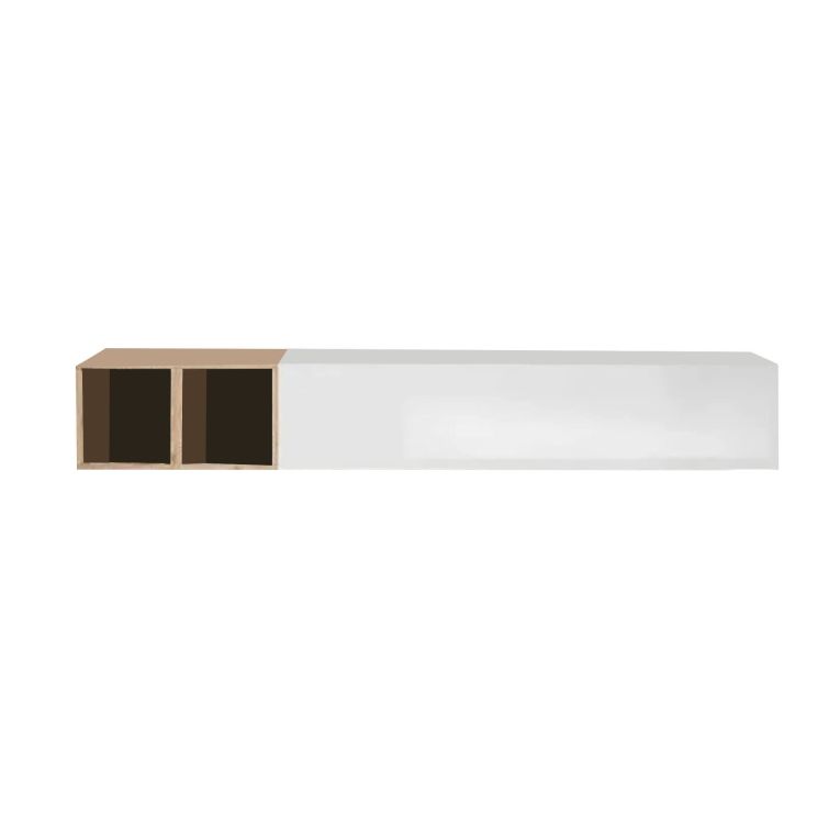 Mobile salotto in legno e metallo 194cm bianco lucido e rovere - Koguma