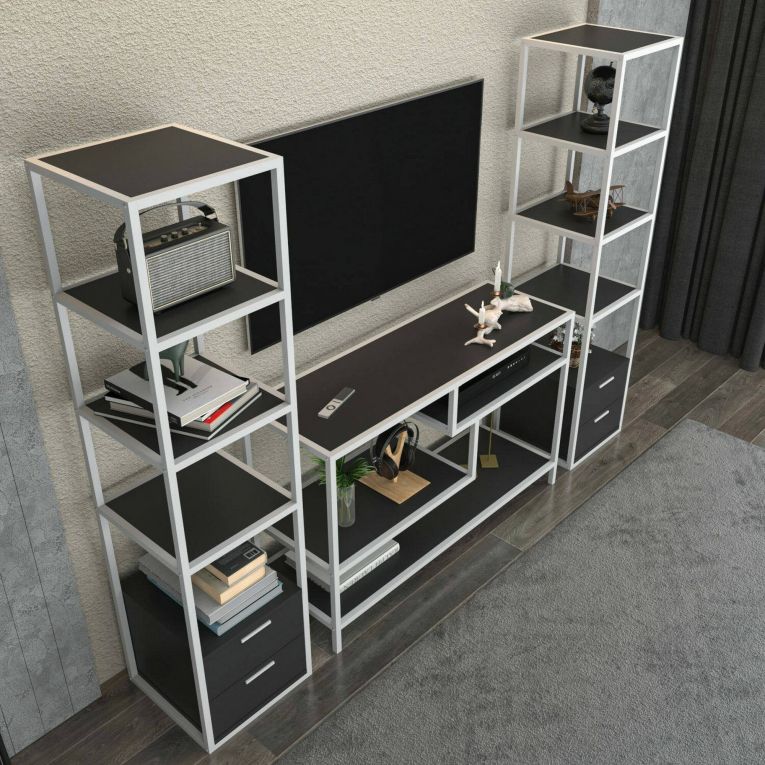 Mobile salotto moderno 198cm bianco e antracite - Felion