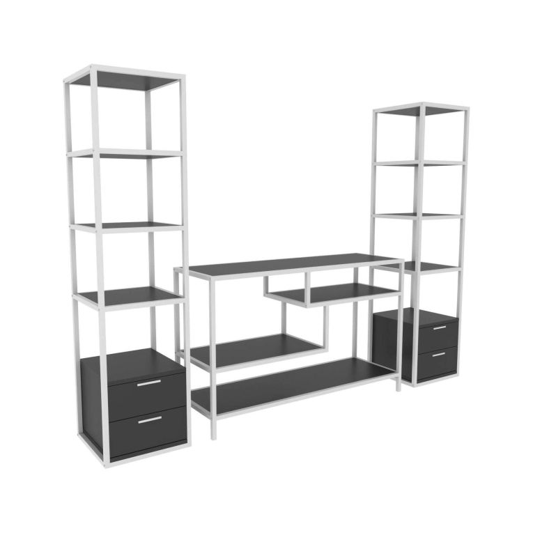 Mobile salotto moderno 198cm bianco e antracite - Felion