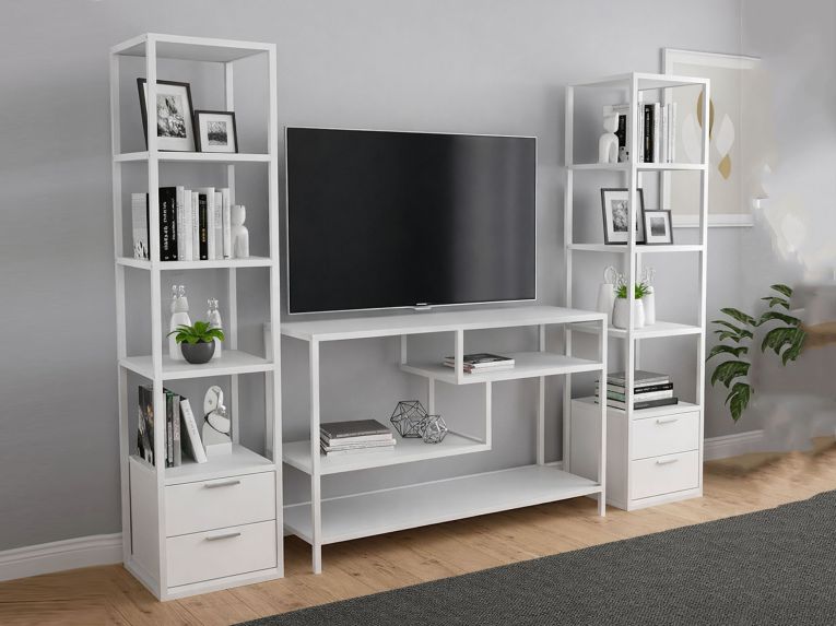 Mobile salotto moderno 198cm bianco e antracite - Felion