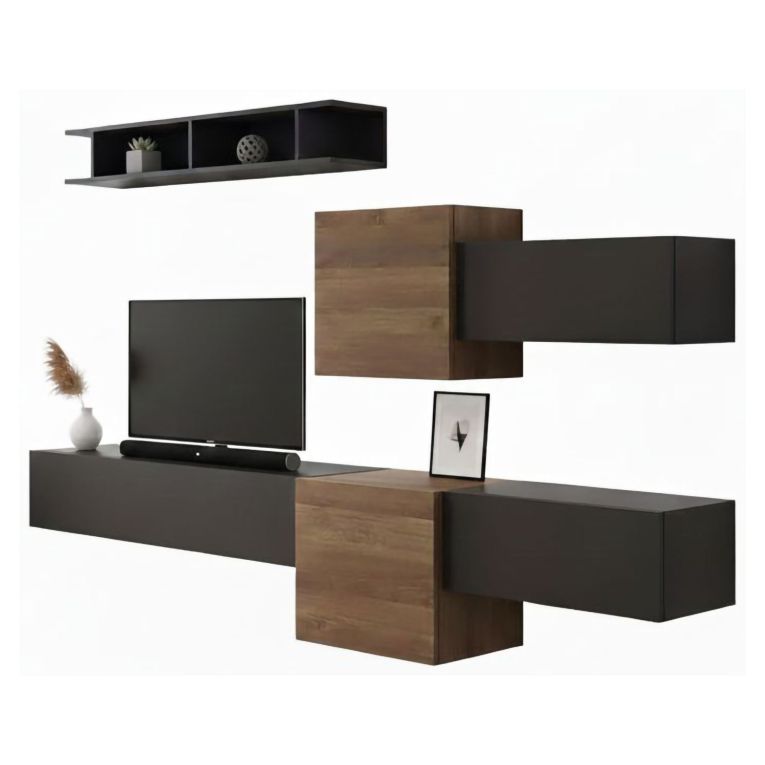 Mobile salotto moderno 262cm noce e antracite - Tony