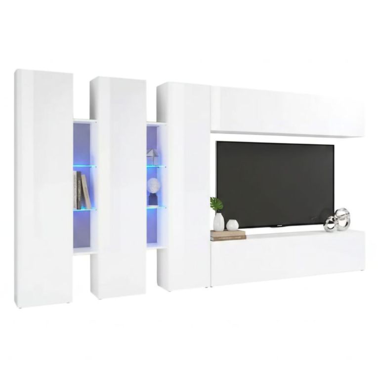 Mobile salotto moderno 340cm bianco lucido - Carretto