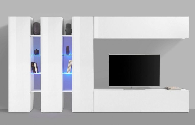 Mobile salotto moderno 340cm bianco lucido - Carretto