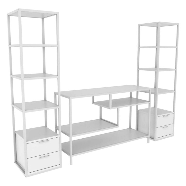 Mobile salotto modulabile 198cm bianco - Felion