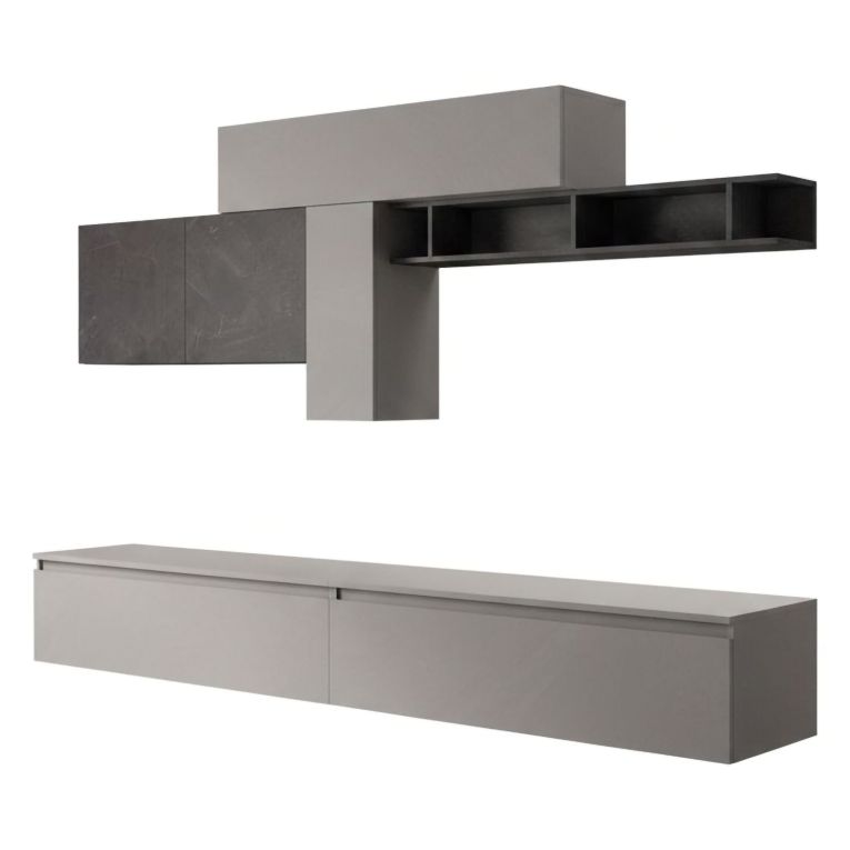 Mobile salotto modulabile 276cm ardesia e grigio scuro - Anacamptis