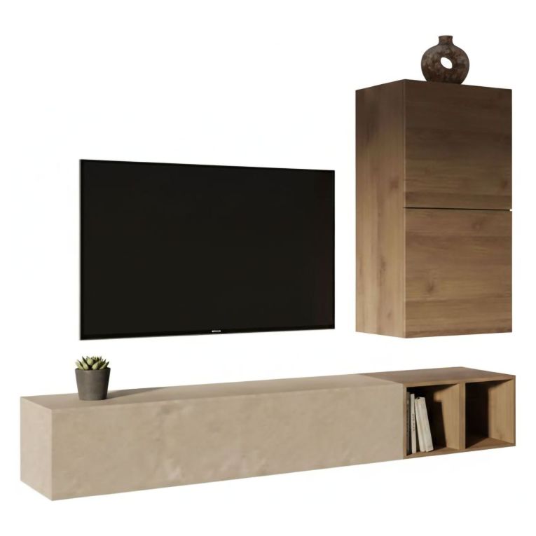 Mobile salotto multifunzione 194cm noce e grigio - Humberto