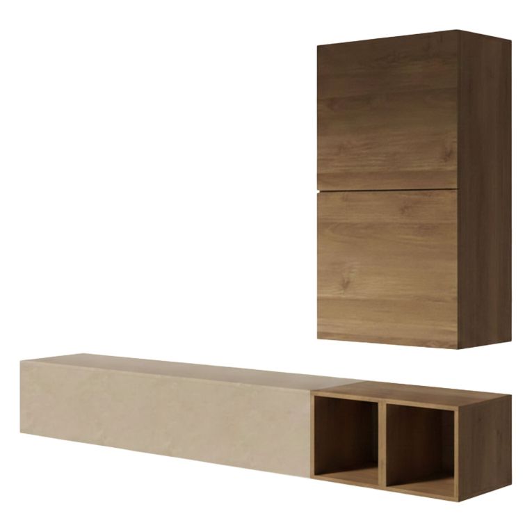 Mobile salotto multifunzione 194cm noce e grigio - Humberto
