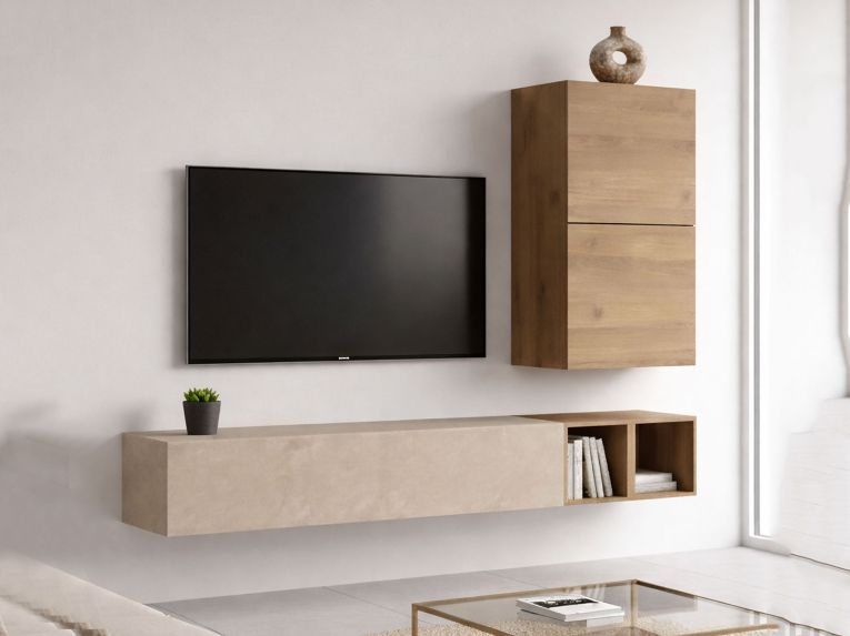 Mobile salotto multifunzione 194cm noce e grigio - Humberto