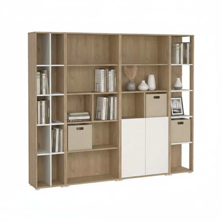 Mobile salotto multifunzione 240cm rovere e bianco - Litvjak