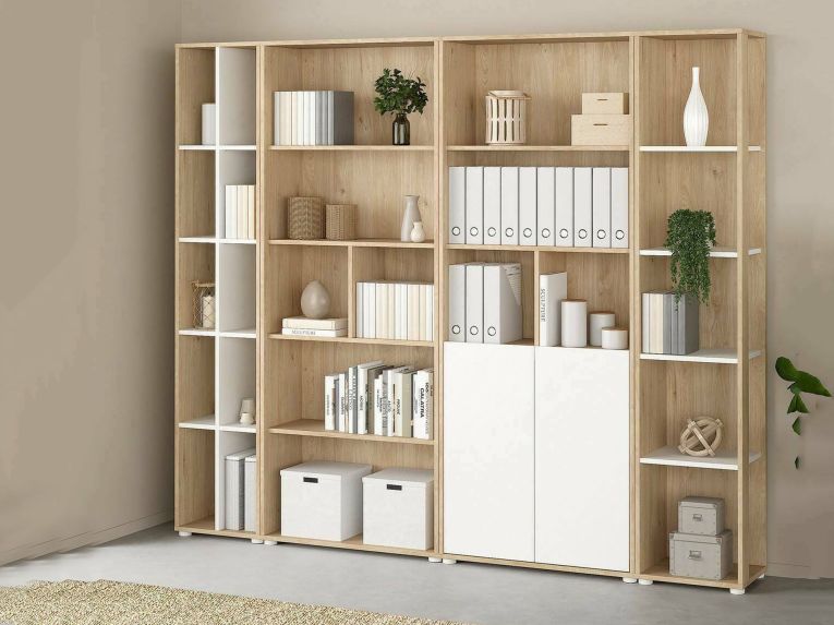 Mobile salotto multifunzione 240cm rovere e bianco - Litvjak