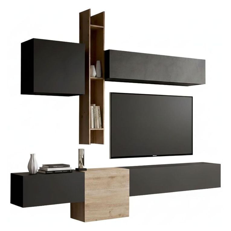 Mobile salotto multifunzione 262cm antracite e rovere - Douglas