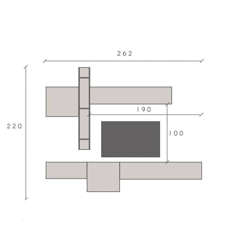 Mobile salotto multifunzione 262cm antracite e rovere - Douglas