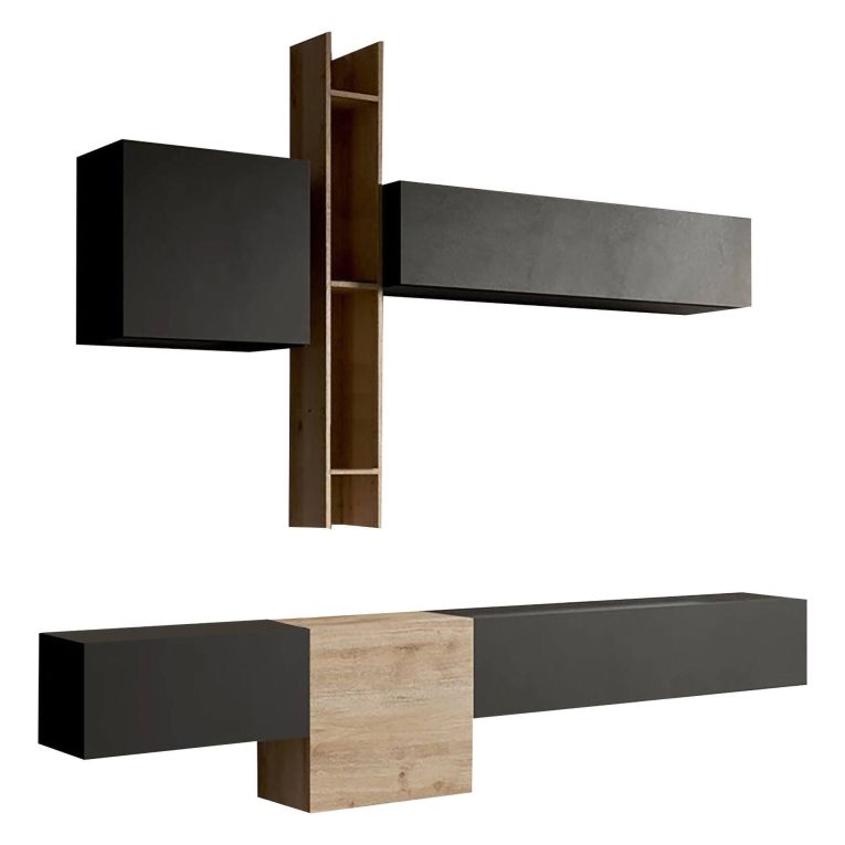 Mobile salotto multifunzione 262cm antracite e rovere - Douglas