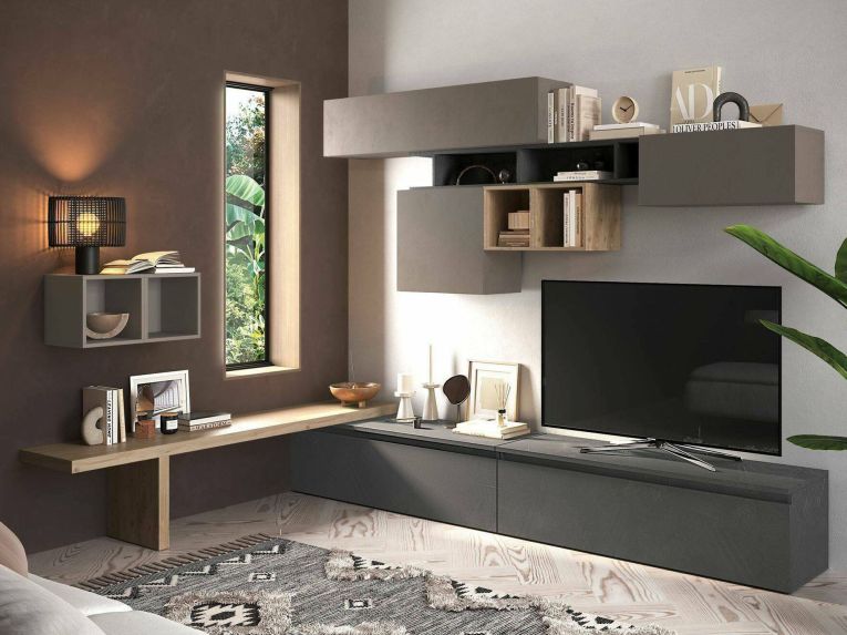 Mobile salotto multifunzione 276cm bronzo e antracite - Polo