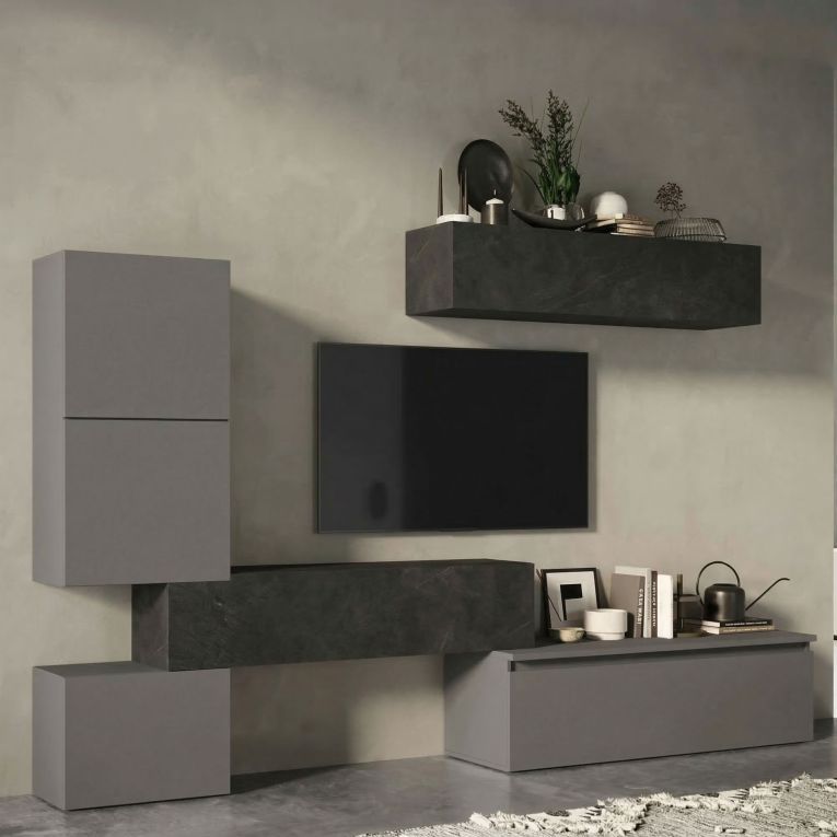 Mobile salotto multifunzione 290cm ardesia e grigio scuro - Nana