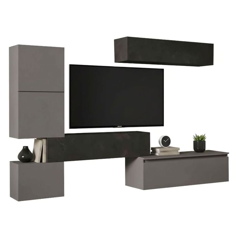 Mobile salotto multifunzione 290cm ardesia e grigio scuro - Nana