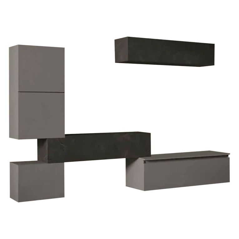 Mobile salotto multifunzione 290cm ardesia e grigio scuro - Nana