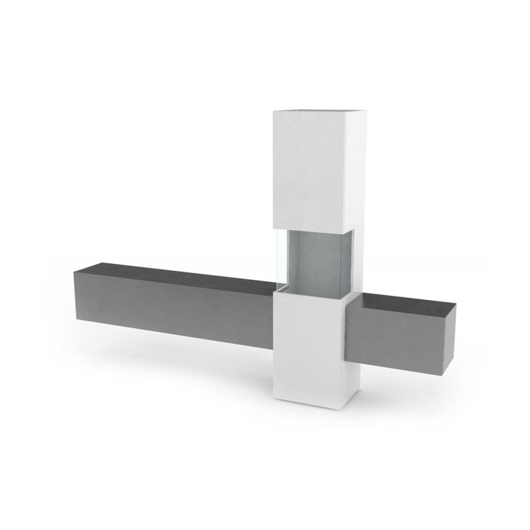 Mobile salotto smart 265cm bianco lucido e ardesia - Abramo