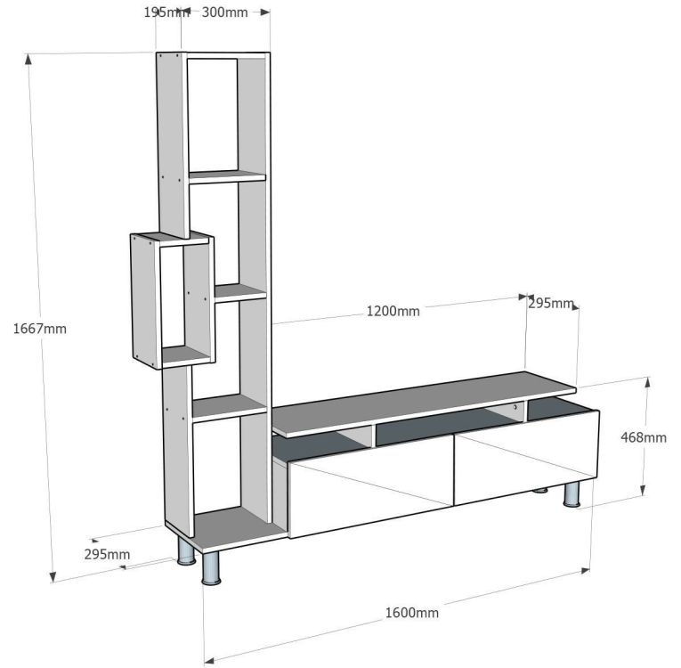 Mobile soggiorno classico 160cm bianco e noce - Biskek