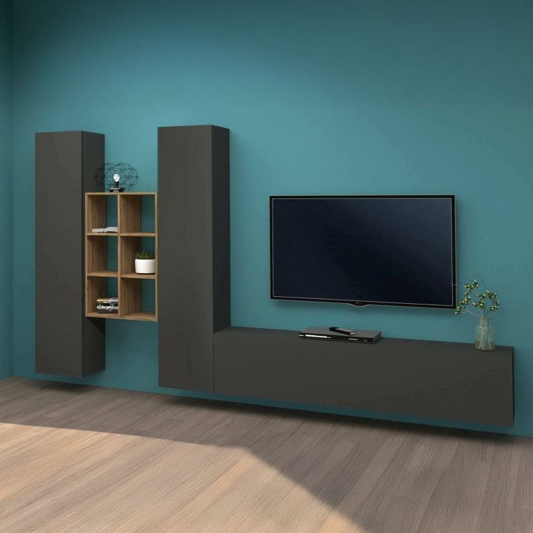 Mobile soggiorno classico 320cm antracite e acero - Acuto
