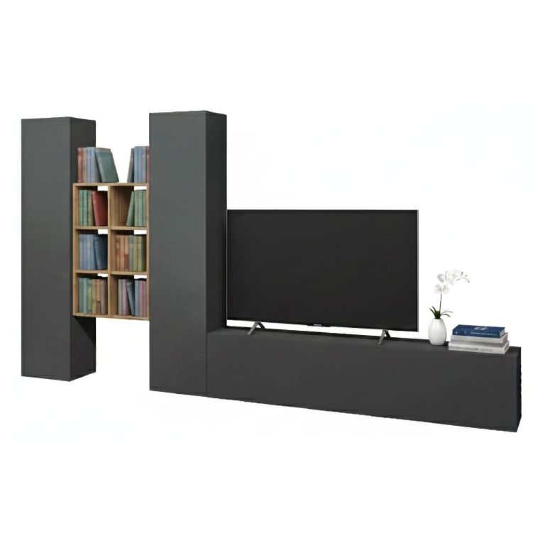 Mobile soggiorno classico 320cm antracite e acero - Acuto