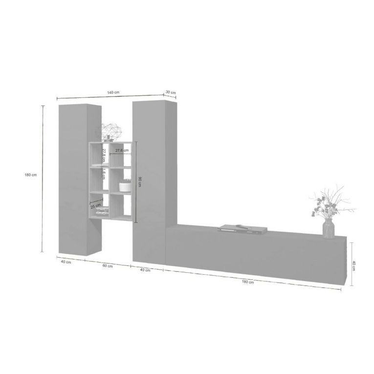 Mobile soggiorno classico 320cm antracite e acero - Acuto