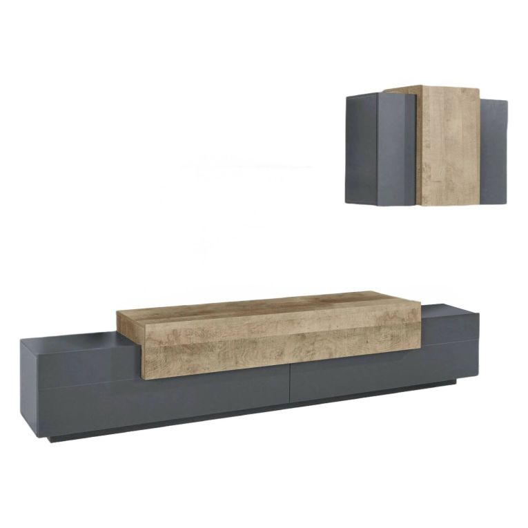 Mobile soggiorno in legno 240cm antracite e acero - Alaskino