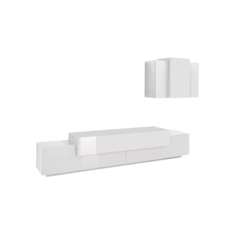 Mobile soggiorno in legno 240cm bianco lucido - Alaskino