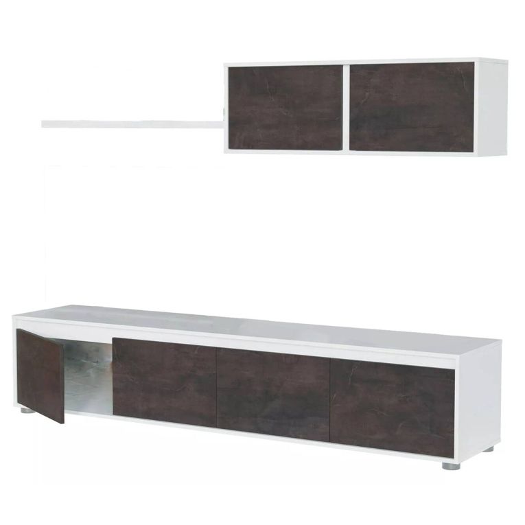Mobile soggiorno moderno 200cm bianco e ossido - Amir