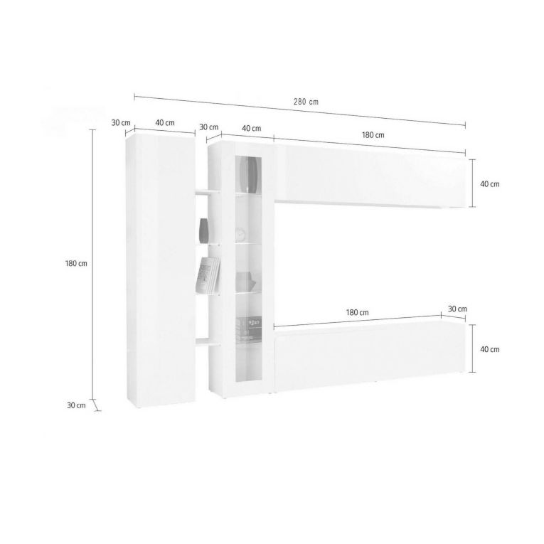 Mobile soggiorno moderno 280cm antracite - Annie