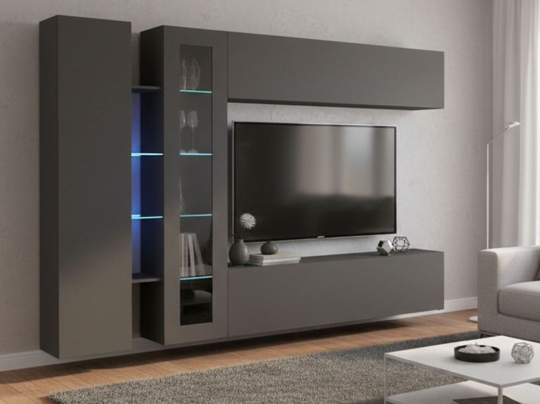 Mobile soggiorno moderno 280cm antracite - Annie