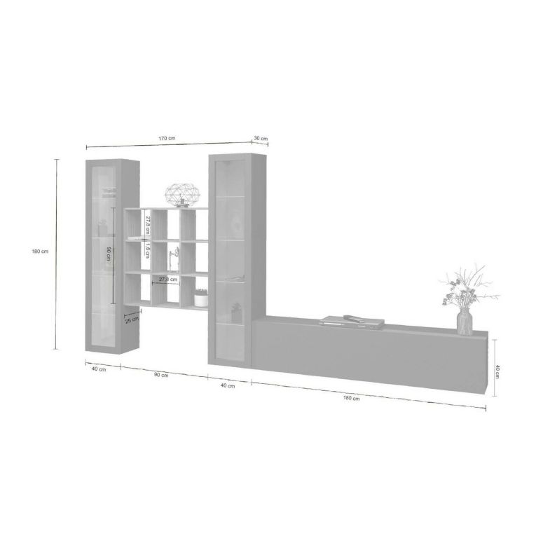 Mobile soggiorno multifunzione 350cm antracite e acero - Atella