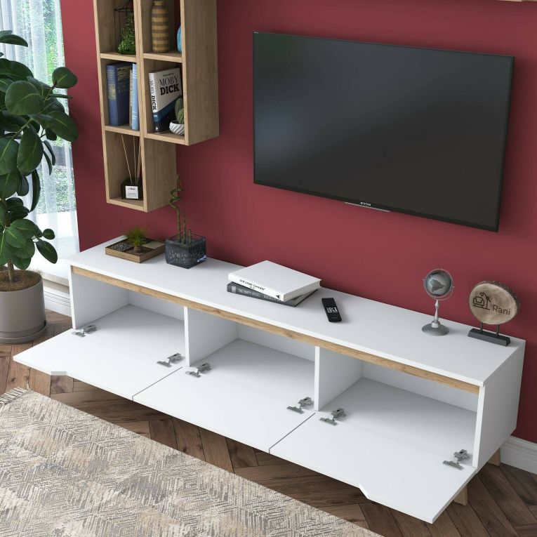 Mobile soggiorno scandi 180cm bianco e rovere - Atax