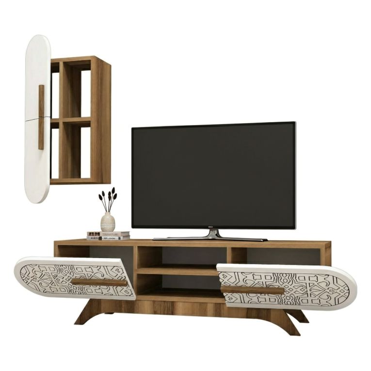 Mobile soggiorno smart 145cm noce e bianco - Gilberta