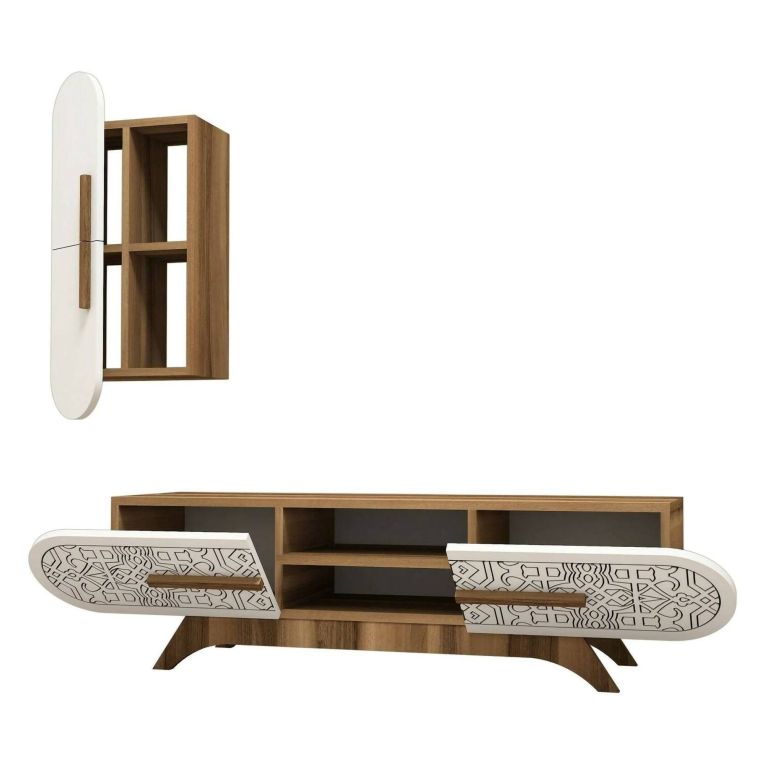 Mobile soggiorno smart 145cm noce e bianco - Gilberta