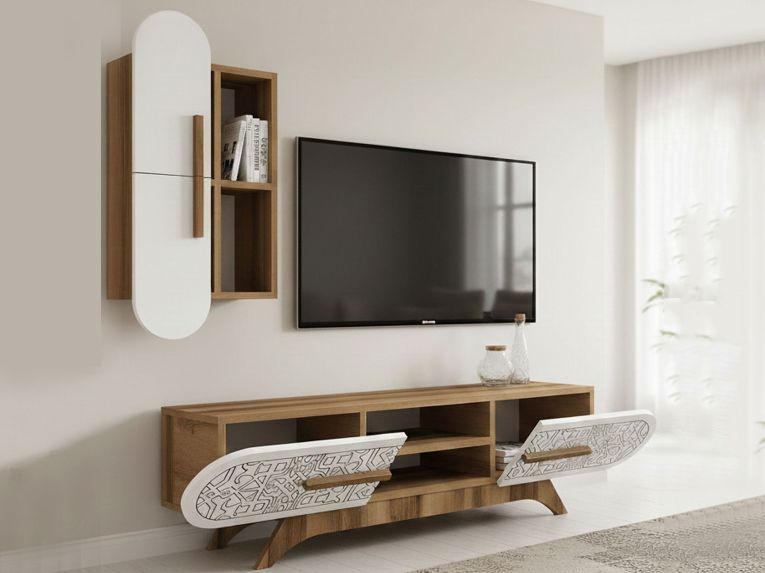 Mobile soggiorno smart 145cm noce e bianco - Gilberta