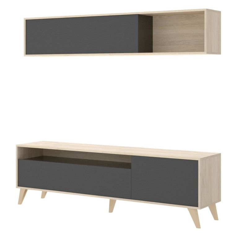 Mobile soggiorno smart 180cm antracite e legno - Arusha