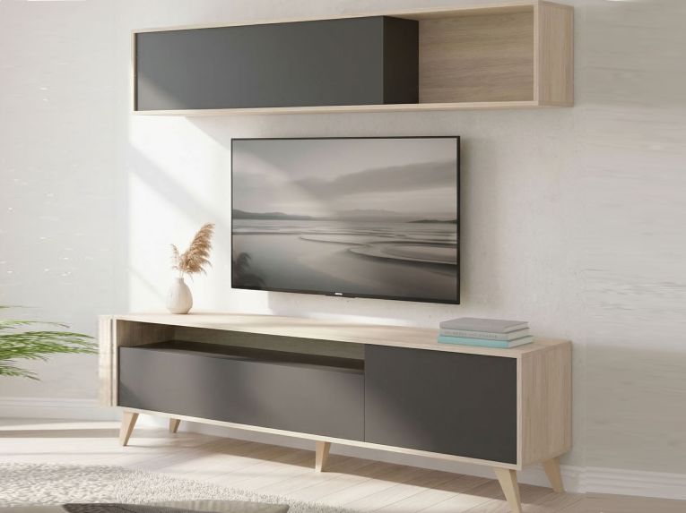 Mobile soggiorno smart 180cm antracite e legno - Arusha