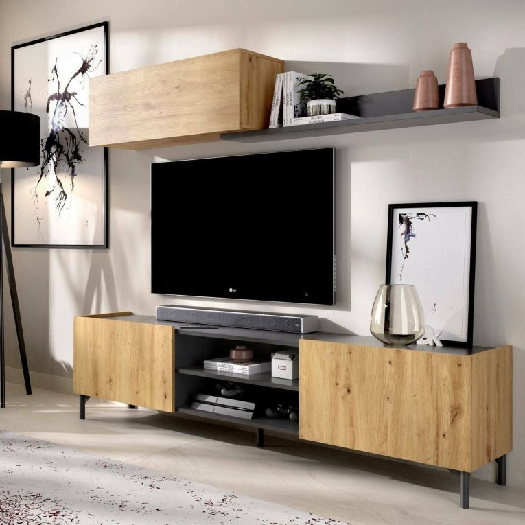 Mobile soggiorno smart 182cm legno e antracite - Ama