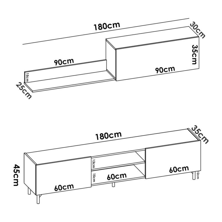 Mobile soggiorno smart 182cm legno e antracite - Ama