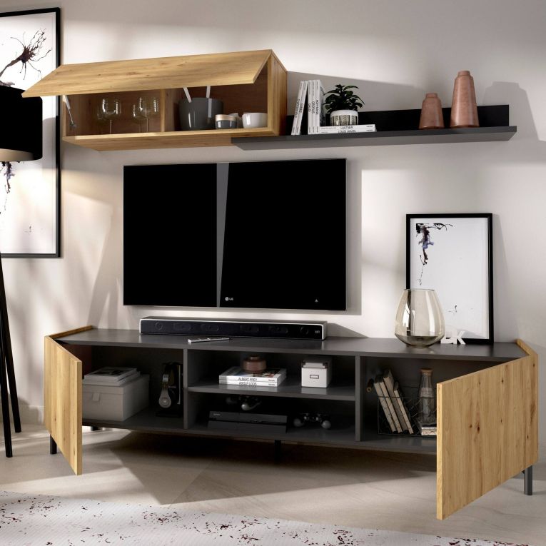 Mobile soggiorno smart 182cm legno e antracite - Ama