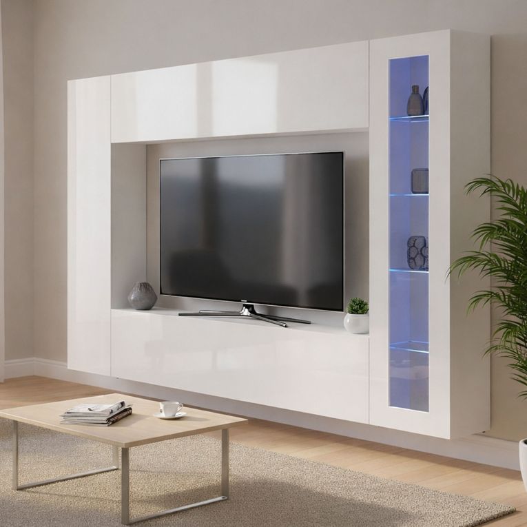 Mobile soggiorno smart 260cm bianco lucido - Amel