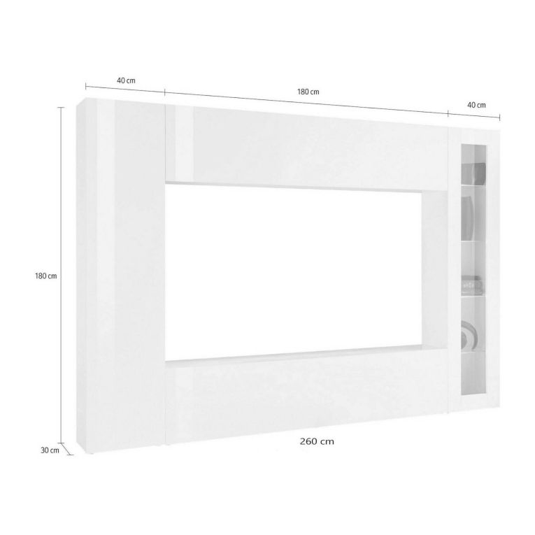Mobile soggiorno smart 260cm bianco lucido - Amel