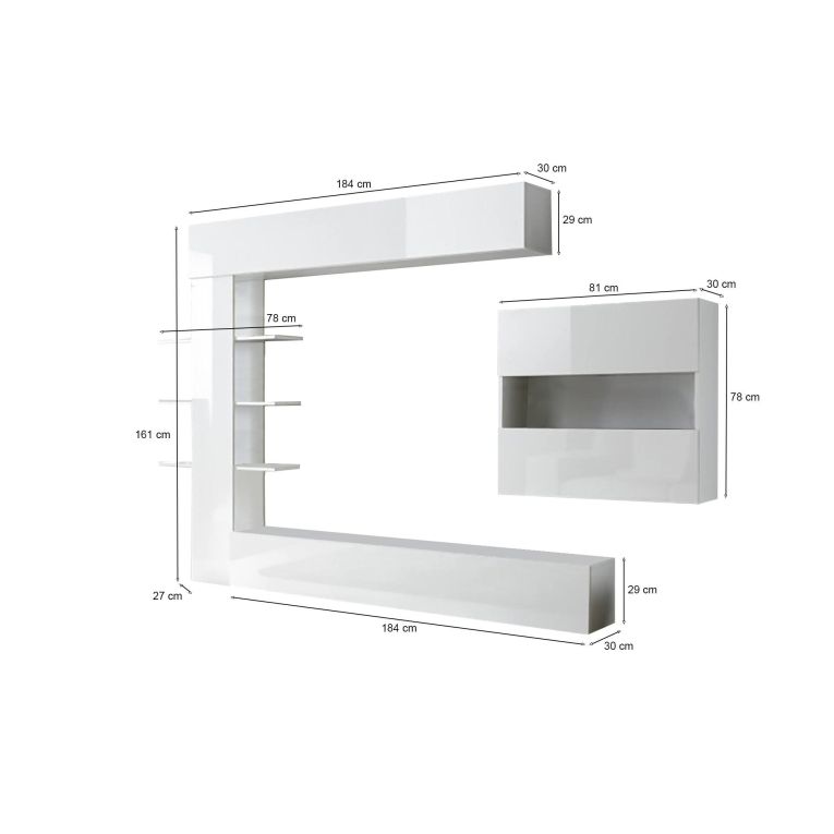 Mobile soggiorno smart 295cm bianco lucido e bianco - Aragosta