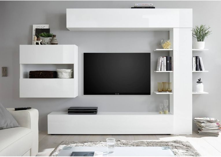 Mobile soggiorno smart 295cm bianco lucido e bianco - Aragosta