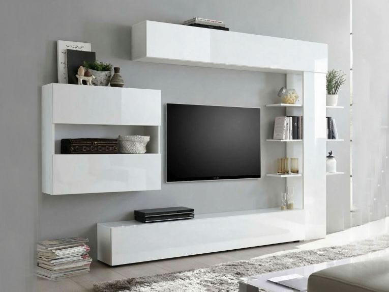 Mobile soggiorno smart 295cm bianco lucido e bianco - Aragosta