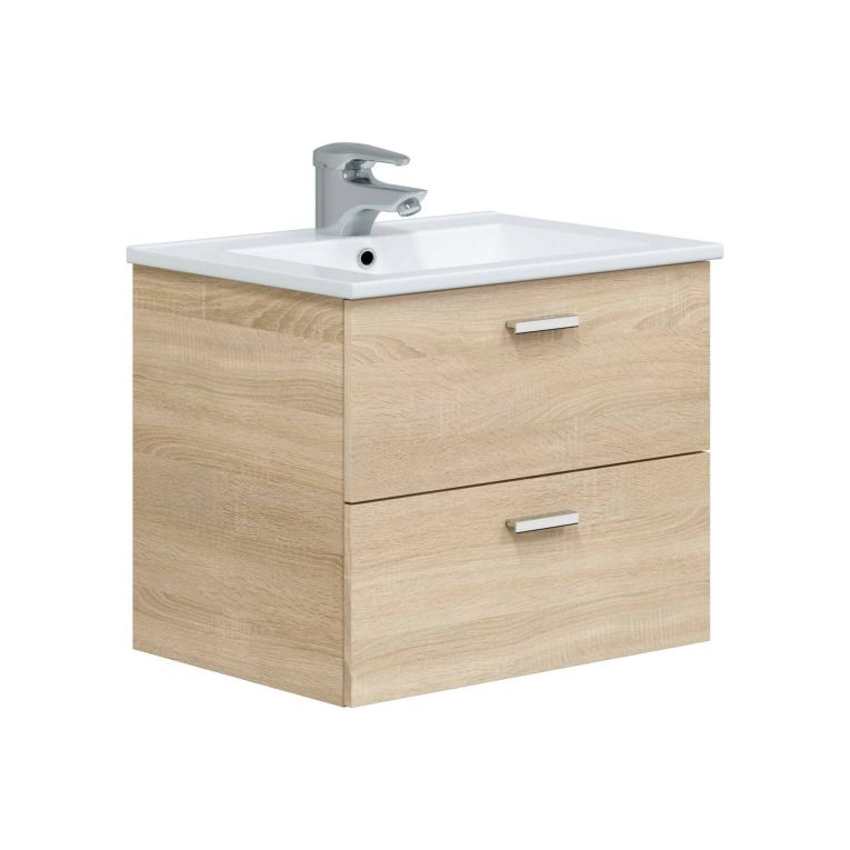 Mobile sottolavabo 2 cassetti 60x45x50h cm rovere - Doksuri