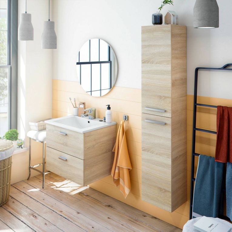 Mobile sottolavabo 2 cassetti 60x45x50h cm rovere - Doksuri